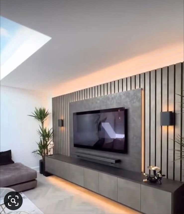 تصميم وحدة تلفزيون مع تفصيل خزانة جانبية. تصميم وحدة تلفزيون مع تفصيل خزانة جانبية.